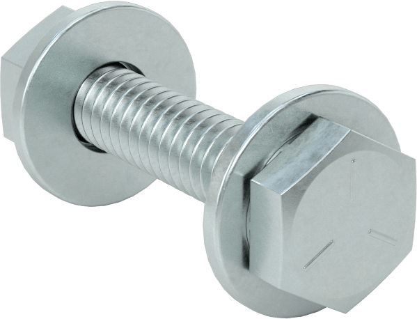 Somun ve Pullu 5 Sınıfı Çelik Altıgen Başlı Vidalar, Orta Mukavemetli, 1/4"-20 Diş Boyutu, 1-1/4" Uzunluk