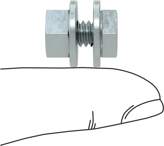 Somun ve Pullu 5 Sınıfı Çelik Altıgen Başlı Vidalar, Orta Mukavemetli, 1/4"-20 Diş Boyutu, 1/2" Uzunluk