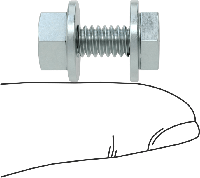 Somun ve Pullu 5 Sınıfı Çelik Altıgen Başlı Vidalar, Orta Mukavemetli, 1/4"-20 Diş Boyutu, 3/4" Uzunluk