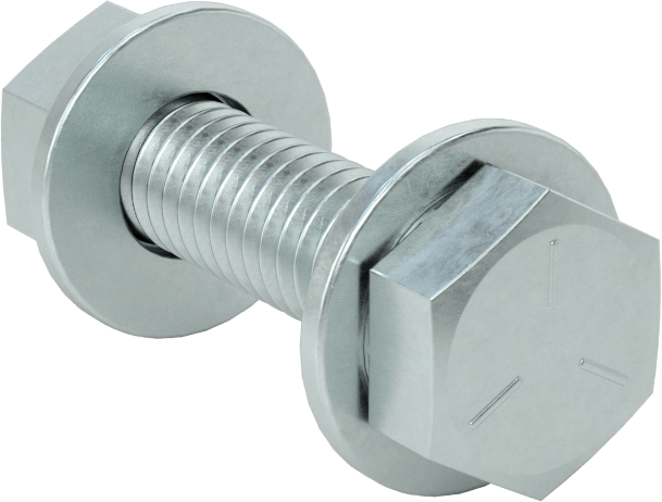 Somun ve Pullu 5 Sınıfı Çelik Altıgen Başlı Vidalar, Orta Mukavemetli, 5/16"-18 Diş Boyutu, 1-1/4" Uzunluk