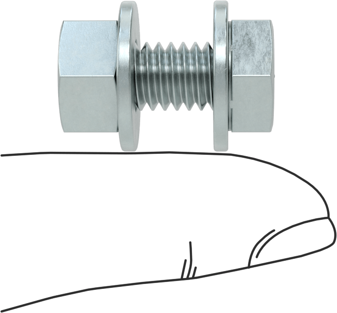 Somun ve Pullu 5 Sınıfı Çelik Altıgen Başlı Vidalar, Orta Mukavemetli, 5/16"-18 Diş Boyutu, 3/4" Uzunluk