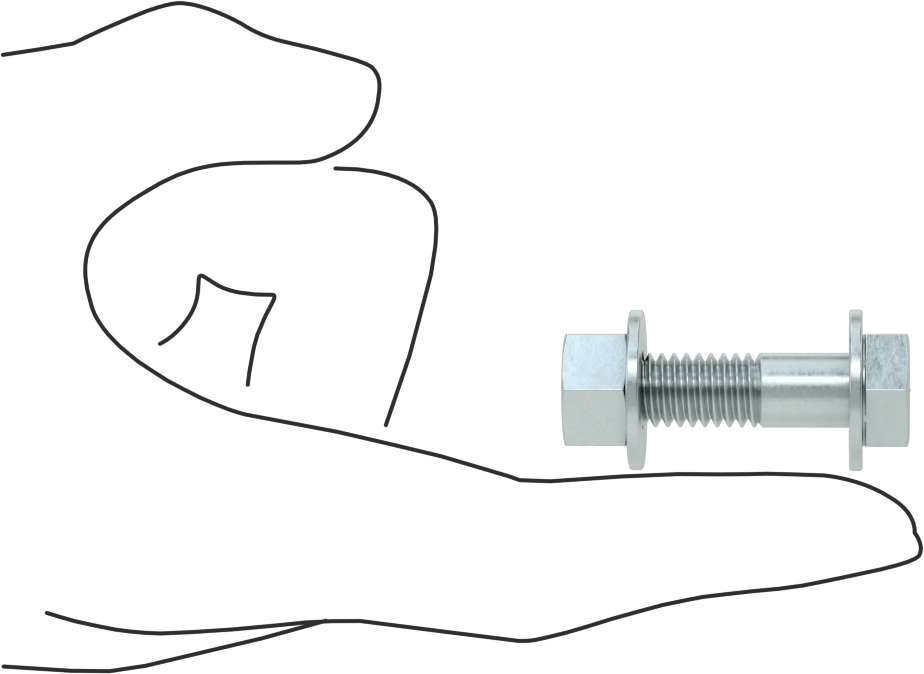 Somun ve Pullu 5 Sınıfı Çelik Altıgen Başlı Vidalar, Orta Mukavemetli, 3/8"-16 Diş Boyutu, 1-1/2" Uzunluk