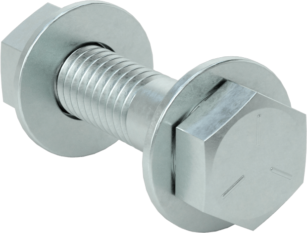 Somun ve Pullu 5 Sınıfı Çelik Altıgen Başlı Vidalar, Orta Mukavemetli, 3/8"-16 Diş Boyutu, 1-1/2" Uzunluk