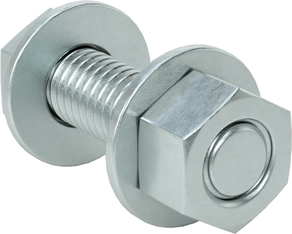 Somun ve Pullu 5 Sınıfı Çelik Altıgen Başlı Vidalar, Orta Mukavemetli, 3/8"-16 Diş Boyutu, 1-1/4" Uzunluk