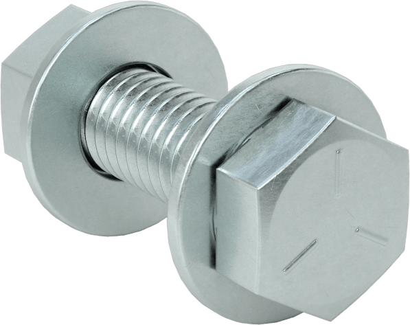 Somun ve Pullu 5 Sınıfı Çelik Altıgen Başlı Vidalar, Orta Mukavemetli, 3/8"-16 Diş Boyutu, 1-1/4" Uzunluk