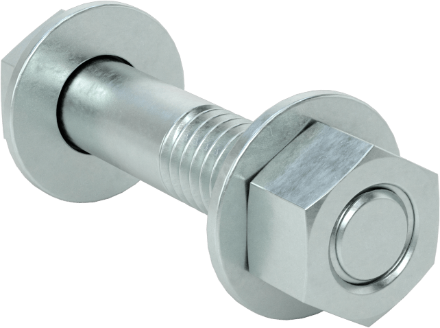 Somun ve Pullu 5 Sınıfı Çelik Altıgen Başlı Vidalar, Orta Mukavemetli, 3/8"-16 Diş Boyutu, 1-3/4" Uzunluk
