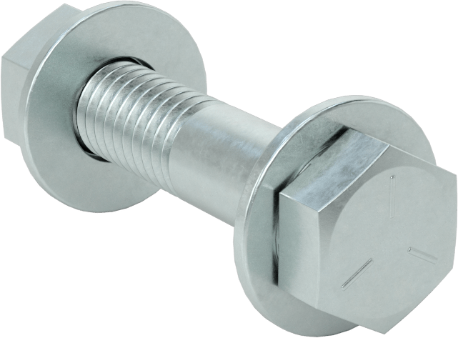 Somun ve Pullu 5 Sınıfı Çelik Altıgen Başlı Vidalar, Orta Mukavemetli, 3/8"-16 Diş Boyutu, 1-3/4" Uzunluk