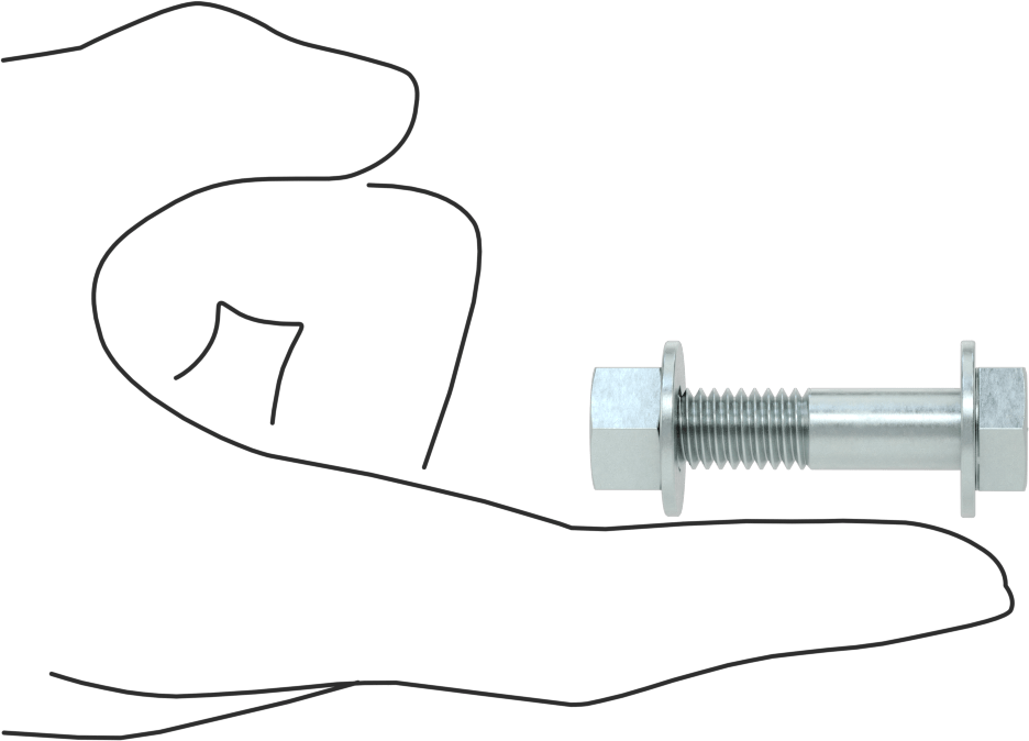 Somun ve Pullu 5 Sınıfı Çelik Altıgen Başlı Vidalar, Orta Mukavemetli, 3/8"-16 Diş Boyutu, 1-3/4" Uzunluk