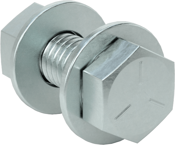 Somun ve Pullu 5 Sınıfı Çelik Altıgen Başlı Vidalar, Orta Mukavemetli, 3/8"-16 Diş Boyutu, 1" Uzunluk