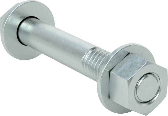 Somun ve Pullu 5 Sınıfı Çelik Altıgen Başlı Vidalar, Orta Mukavemetli, 3/8"-16 Diş Boyutu, 2-1/2" Uzunluk