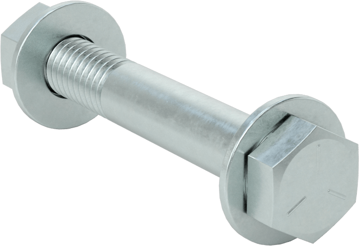 Somun ve Pullu 5 Sınıfı Çelik Altıgen Başlı Vidalar, Orta Mukavemetli, 3/8"-16 Diş Boyutu, 2-1/2" Uzunluk