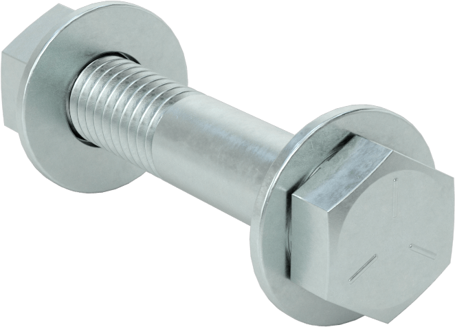 Somun ve Pullu 5 Sınıfı Çelik Altıgen Başlı Vidalar, Orta Mukavemetli, 3/8"-16 Diş Boyutu, 2" Uzunluk