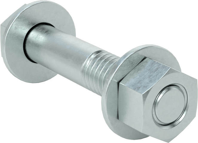 Somun ve Pullu 5 Sınıfı Çelik Altıgen Başlı Vidalar, Orta Mukavemetli, 3/8"-16 Diş Boyutu, 2" Uzunluk