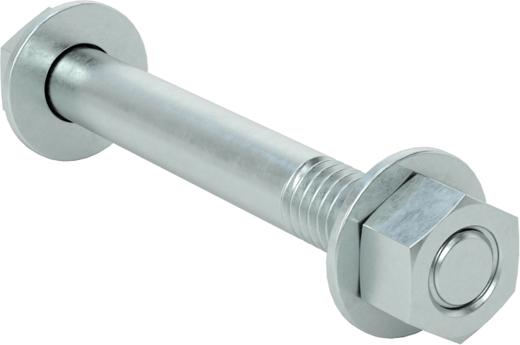 Somun ve Pullu 5 Sınıfı Çelik Altıgen Başlı Vidalar, Orta Mukavemetli, 3/8"-16 Diş Boyutu, 3" Uzunluk