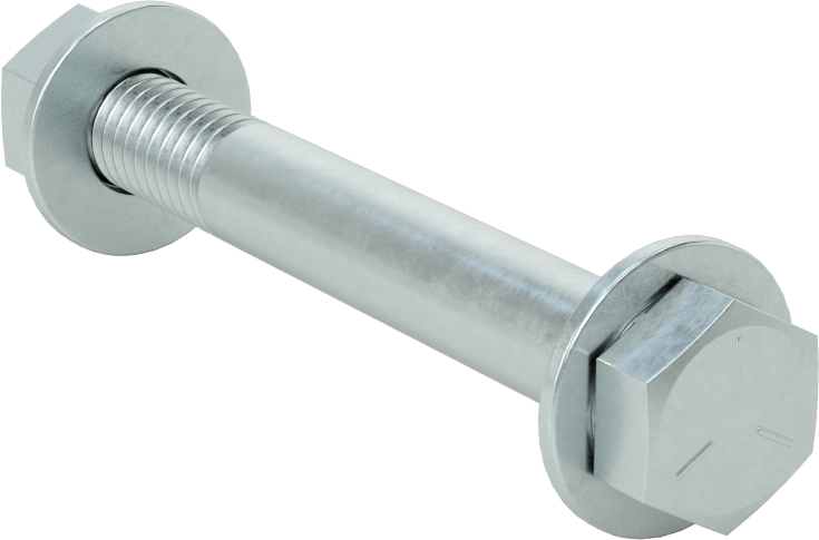 Somun ve Pullu 5 Sınıfı Çelik Altıgen Başlı Vidalar, Orta Mukavemetli, 3/8"-16 Diş Boyutu, 3" Uzunluk
