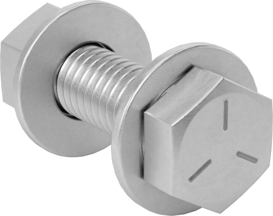 Somun ve Pullu 5 Sınıfı Çelik Altıgen Başlı Vidalar, Orta Mukavemetli, 1/4"-20 Diş Boyutu, 1-1/2" Uzunluk