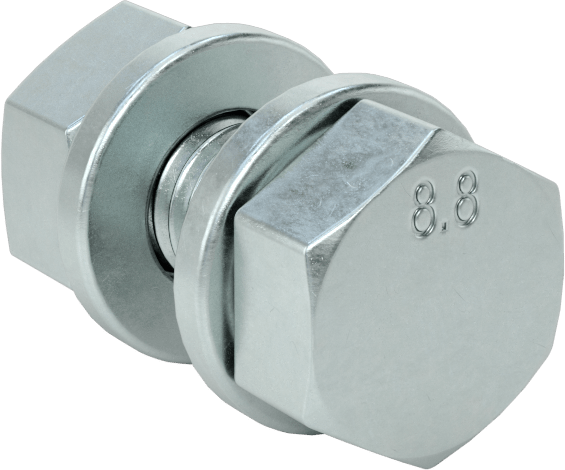 Sınıf 8.8 Çelik Altıgen Başlı Vidalar, Somunlar ve Pullar ile, Orta Mukavemet, M6 x 1 mm Diş, 16 mm Uzunluk