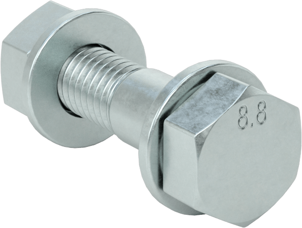 Sınıf 8.8 Çelik Altıgen Başlı Vidalar, Somunlar ve Pullar ile, Orta Mukavemet, M8 x 1,25 mm Diş, 35 mm Uzunluk
