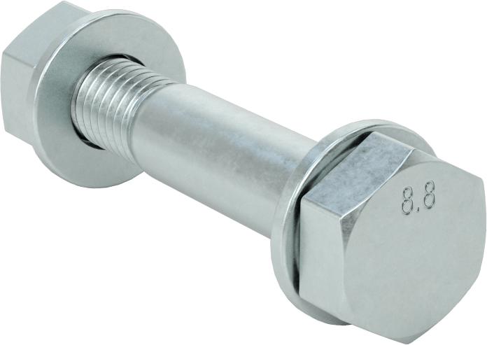 Sınıf 8.8 Çelik Altıgen Başlı Vidalar, Somunlar ve Pullar ile, Orta Mukavemet, M10 x 1,5 mm Diş, 60 mm Uzunluk