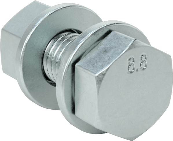 Sınıf 8.8 Çelik Altıgen Başlı Vidalar, Somunlar ve Pullar ile, Orta Mukavemet, M12 x 1,75 mm Diş, 35 mm Uzunluk
