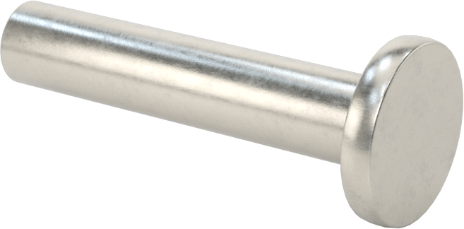 18-8 Paslanmaz Çelik Düz Başlı Masif Perçinler, 1/4" Çap, 1,125" maksimum malzeme kalınlığı için