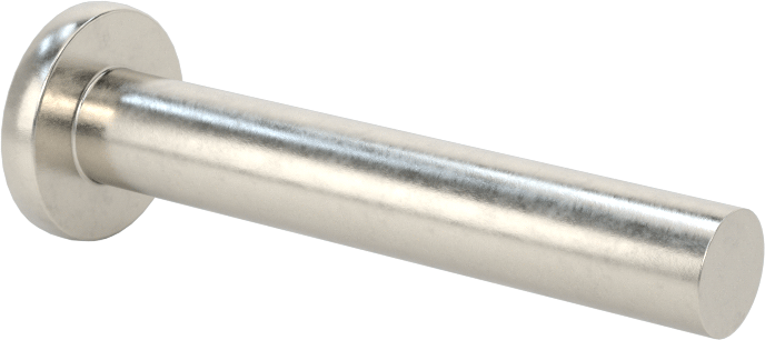 18-8 Paslanmaz Çelik Düz Başlı Masif Perçinler, 1/4" Çap, 1,375 inç Maksimum Malzeme Kalınlığı için