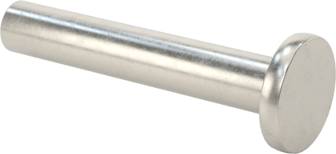 18-8 Paslanmaz Çelik Düz Başlı Masif Perçinler, 1/4" Çap, 1,375 inç Maksimum Malzeme Kalınlığı için