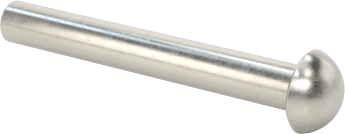 18-8 Paslanmaz Çelik Kubbeli Başlı Masif Perçinler, 1/4" Çap, 1,875" Maksimum Malzeme Kalınlığı için