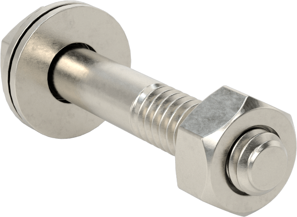 Somun ve Pullu 18-8 Paslanmaz Çelik Altıgen Başlı Vidalar, 1/4"-20 Diş Boyutu, 1-1/2" Uzunluk