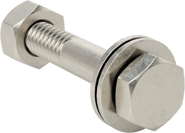 Somun ve Pullu 18-8 Paslanmaz Çelik Altıgen Başlı Vidalar, 1/4"-20 Diş Boyutu, 1-1/2" Uzunluk