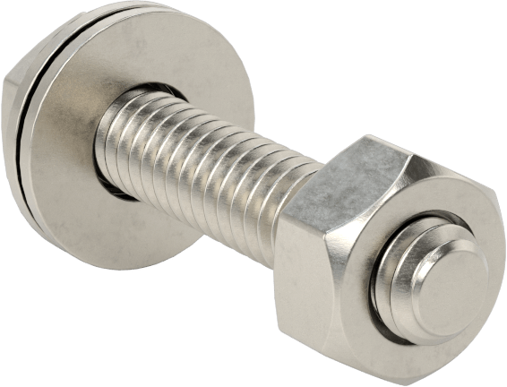 Somun ve Pullu 18-8 Paslanmaz Çelik Altıgen Başlı Vidalar, 1/4"-20 Diş Boyutu, 1-1/4" Uzunluk