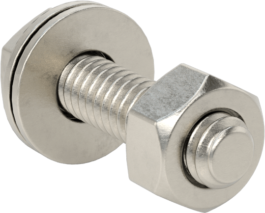Somun ve Pullu 18-8 Paslanmaz Çelik Altıgen Başlı Vidalar, 1/4"-20 Diş Boyutu, 1" Uzunluk