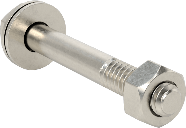 Somun ve Pullu 18-8 Paslanmaz Çelik Altıgen Başlı Vidalar, 1/4"-20 Diş Boyutu, 2" Uzunluk