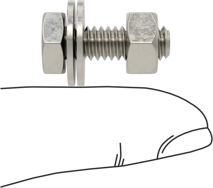 Somun ve Pullu 18-8 Paslanmaz Çelik Altıgen Başlı Vidalar, 1/4"-20 Diş Boyutu, 3/4" Uzunluk
