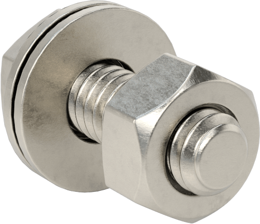 Somun ve Pullu 18-8 Paslanmaz Çelik Altıgen Başlı Vidalar, 1/4"-20 Diş Boyutu, 3/4" Uzunluk