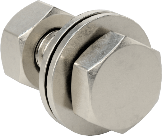 Somun ve Pullu 18-8 Paslanmaz Çelik Altıgen Başlı Vidalar, 1/4"-20 Diş Boyutu, 3/4" Uzunluk