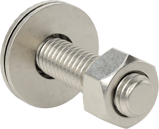 Somun ve Pullu 18-8 Paslanmaz Çelik Altıgen Başlı Vidalar, 5/16"-18 Diş Boyutu, 1-1/4" Uzunluk