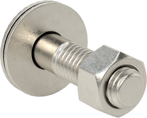 Somun ve Pullu 18-8 Paslanmaz Çelik Altıgen Başlı Vidalar, 3/8"-16 Diş Boyutu, 1-1/2" Uzunluk