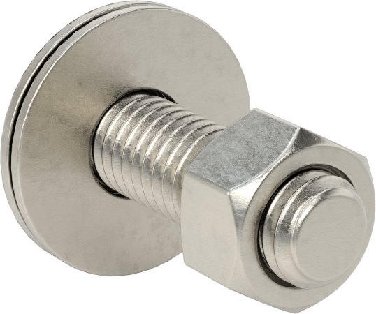 Somun ve Pullu 18-8 Paslanmaz Çelik Altıgen Başlı Vidalar, 3/8"-16 Diş Boyutu, 1-1/4" Uzunluk