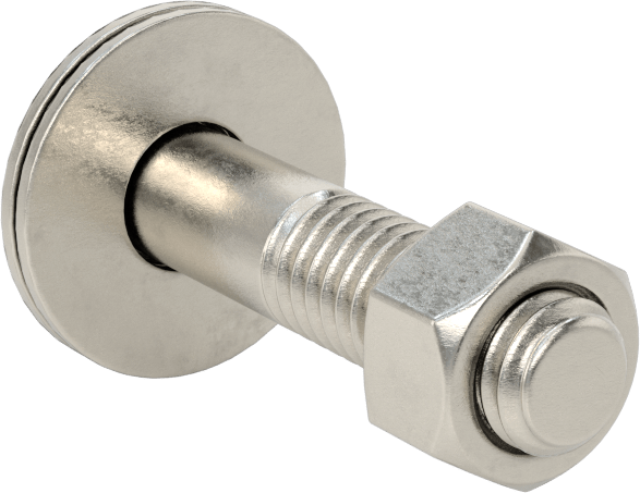 Somun ve Pullu 18-8 Paslanmaz Çelik Altıgen Başlı Vidalar, 3/8"-16 Diş Boyutu, 1-3/4" Uzunluk