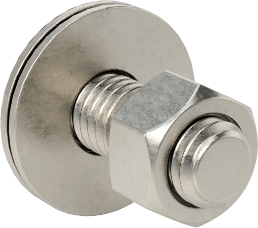 Somun ve Pullu 18-8 Paslanmaz Çelik Altıgen Başlı Vidalar, 3/8"-16 Diş Boyutu, 1" Uzunluk