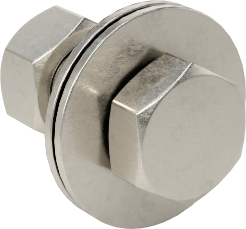 Somun ve Pullu 18-8 Paslanmaz Çelik Altıgen Başlı Vidalar, 3/8"-16 Diş Boyutu, 1" Uzunluk