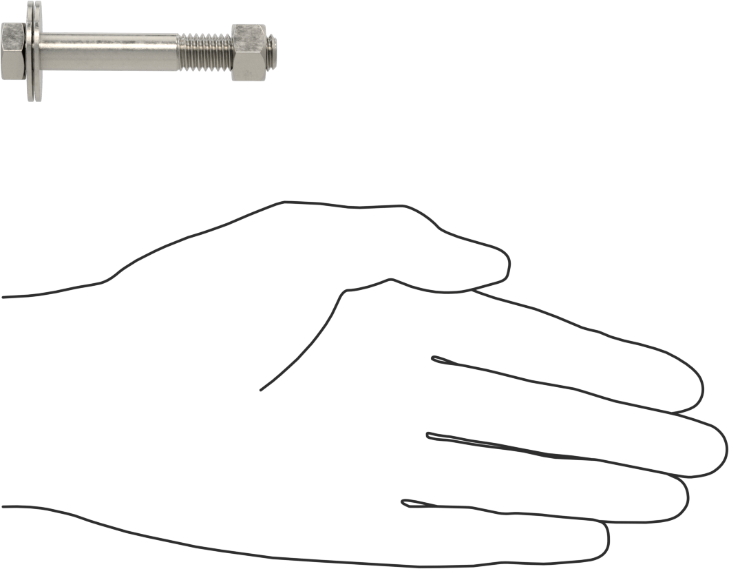 Somun ve Pullu 18-8 Paslanmaz Çelik Altıgen Başlı Vidalar, 3/8"-16 Diş Boyutu, 2-1/2" Uzunluk