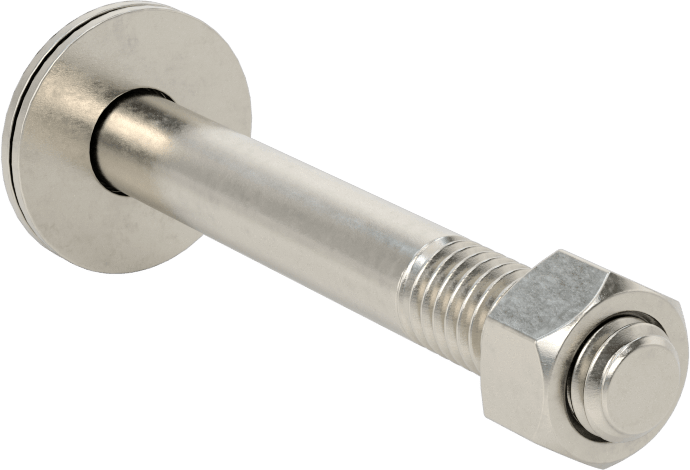 Somun ve Pullu 18-8 Paslanmaz Çelik Altıgen Başlı Vidalar, 3/8"-16 Diş Boyutu, 3" Uzunluk