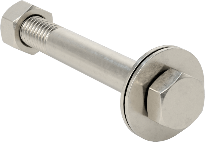 Somun ve Pullu 18-8 Paslanmaz Çelik Altıgen Başlı Vidalar, 3/8"-16 Diş Boyutu, 3" Uzunluk
