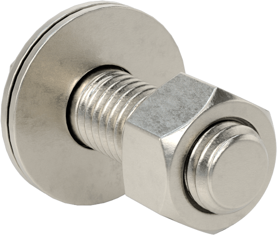 Somun ve Pullu 18-8 Paslanmaz Çelik Altıgen Başlı Vidalar, 1/2"-13 Diş Boyutu, 1-1/2" Uzunluk