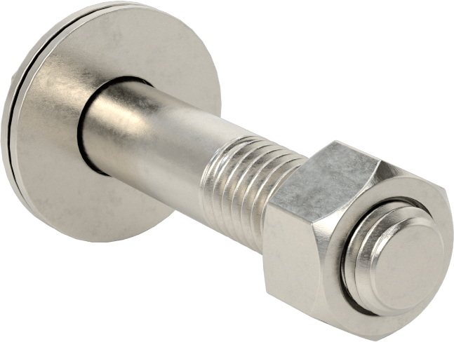 Somun ve Pullu 18-8 Paslanmaz Çelik Altıgen Başlı Vidalar, 1/2"-13 Diş Boyutu, 2-1/2" Uzunluk