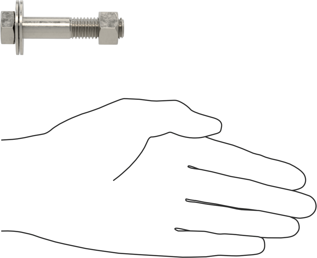 Somun ve Pullu 18-8 Paslanmaz Çelik Altıgen Başlı Vidalar, 1/2"-13 Diş Boyutu, 2-1/2" Uzunluk
