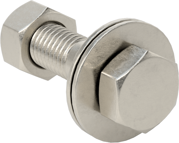 Somun ve Pullu 18-8 Paslanmaz Çelik Altıgen Başlı Vidalar, 1/2"-13 Diş Boyutu, 2" Uzunluk
