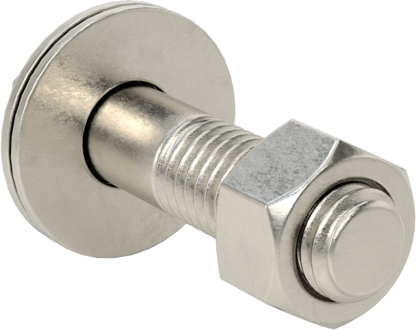 Somun ve Pullu 18-8 Paslanmaz Çelik Altıgen Başlı Vidalar, 1/2"-13 Diş Boyutu, 2" Uzunluk